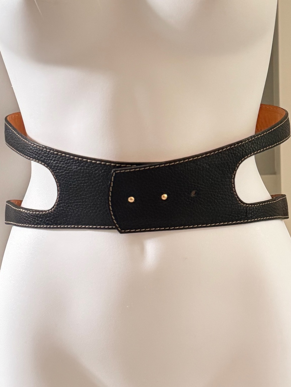 JO NO FUI Chic Pebbled Leather Corset Stylr Belt Sz 75 XS NWT $440
